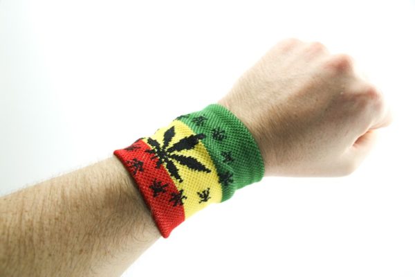 Bandeau de Poignet Rasta Cannabis Etoiles