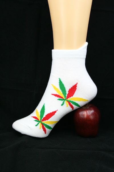 Chaussettes Cannabis Blanches Courtes Toutes Tailles