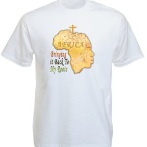 Tee-Shirt Blanc en Coton Message Rasta Retour aux Origines en Afrique