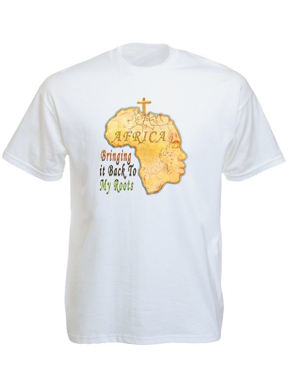 Tee-Shirt Blanc en Coton Message Rasta Retour aux Origines en Afrique