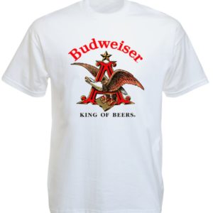 Tee-Shirt Blanc Logo Aigle Américain Bière Budweiser Manches Courtes