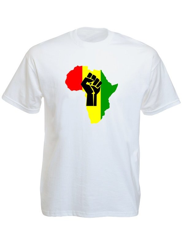 Africa Unite Tshirt Coloris Blanc Pur Rastafari Manches Courtes