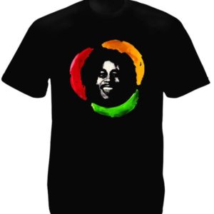 Roi du Reggae T-Shirt Coton Noir Imprimé avec Bob Marley
