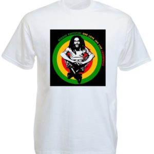 Reggae Rastafari Tee-Shirt Blanc Homme Bob Marley Manches Courtes