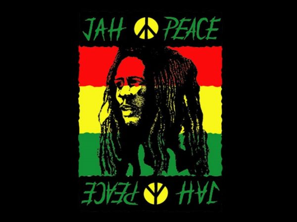 Tee-Shirt Noir Reggae Vibration Image Bob Marley en Coton Naturel