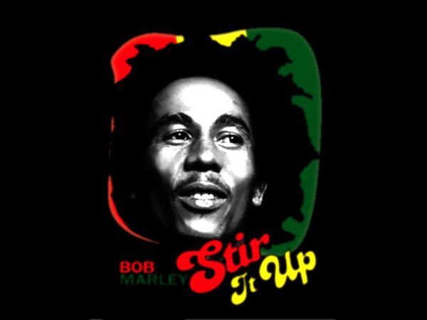 Tee-Shirt Noir Bob Marley Stir It Up pour Homme Taille L