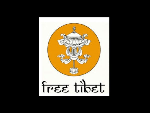 T-Shirt Noir Tibet Libre Symbole Bouddhisme Parasol Tibétain Manches Courtes