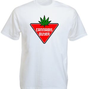 T-Shirt Blanc Cannabis Buyer Acheteur de Cannabis Manches Courtes