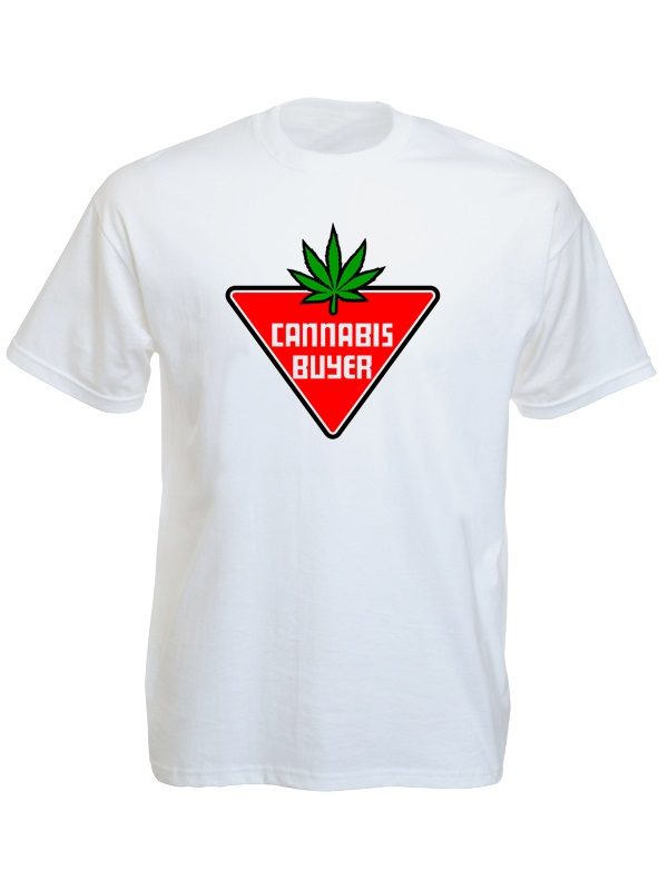 T-Shirt Blanc Cannabis Buyer Acheteur de Cannabis Manches Courtes