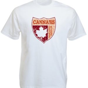 Tee-Shirt en Blanc Homme Smoke Ganja Fumer Cannabis Canada