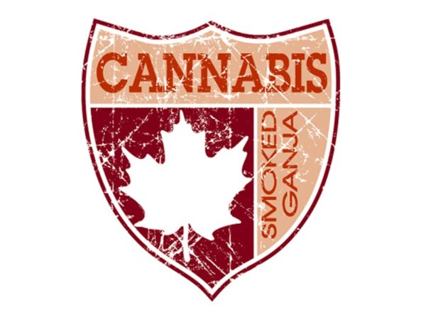 Tee-Shirt en Blanc Homme Smoke Ganja Fumer Cannabis Canada