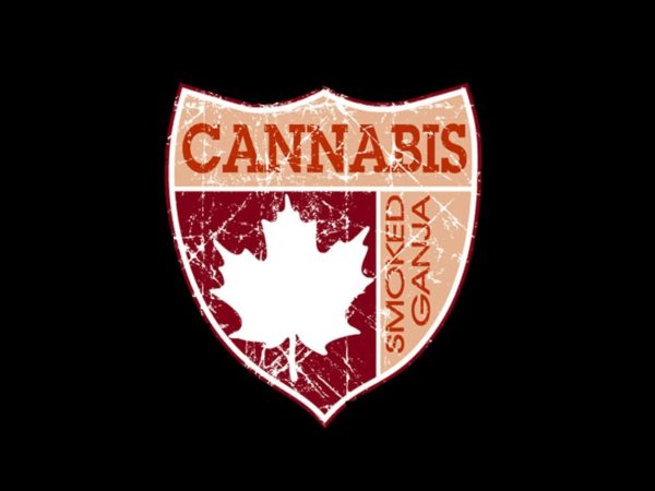 T-Shirt Coloris Noir Taille Large Smoked Cannabis Canada Manches Courtes