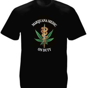 T-Shirt Noir Légalisation Cannabis Médical Manches Courtes