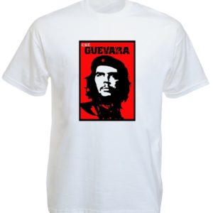 Tee-Shirt Blanc Icône Che Guevara Fond Rouge en Coton Taille L