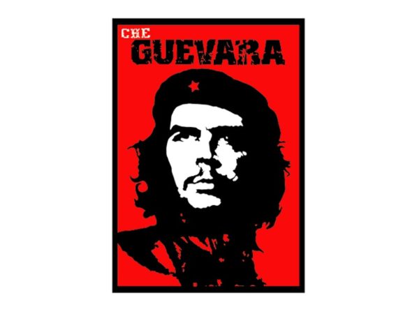 Tee-Shirt Blanc Icône Che Guevara Fond Rouge en Coton Taille L