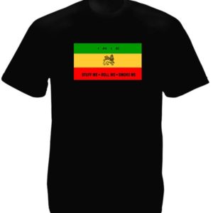 Tee-Shirt Noir Rasta à Rouler Ancien Drapeau Ethiopien