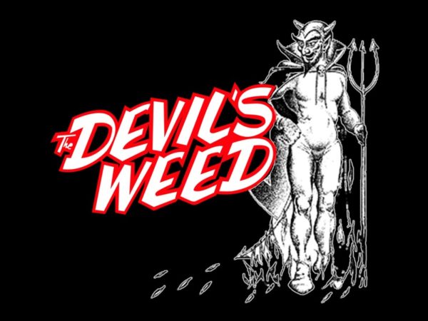 T-Shirt Noir Devil’s Weed Cannabis Manches Courtes pour Homme