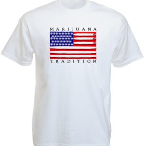 T-Shirt Blanc Homme Drapeau Américain Marijuana Tradition Manches Courtes