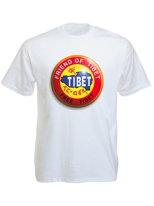 Tee-Shirt Blanc Logo Tibet Libre Manches Courtes en Coton