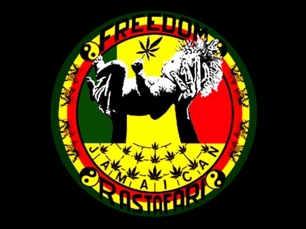 Tee-Shirt Noir Freedom Jamaican Rastafari Manches Courtes en Coton