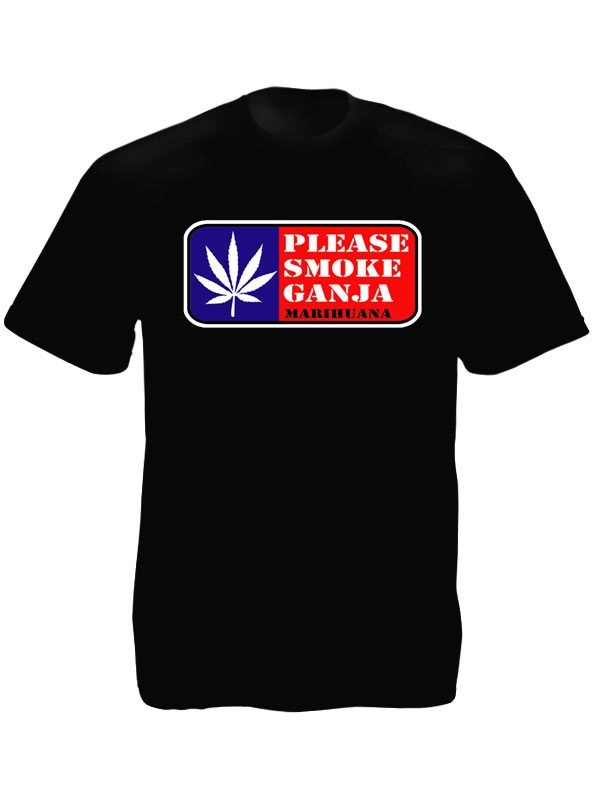 Tee-Shirt Noir pour Homme Cannabis Taille Large en Coton
