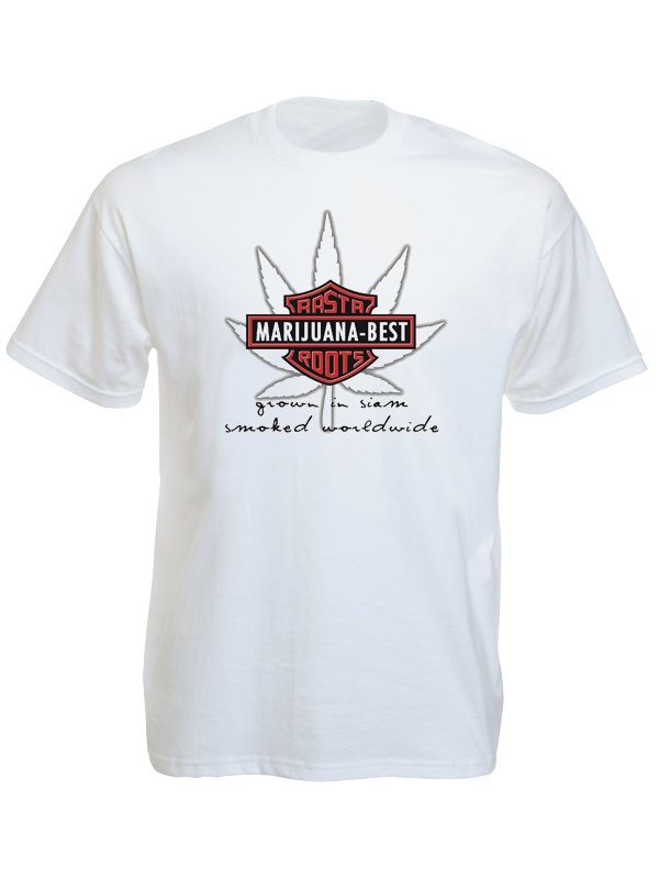 T-Shirt Logo Harley Davidson Rasta Roots Colori Blanc Manches Courtes