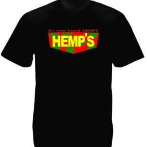 T-Shirt Chanvre Noir Logo Hemp’s Couleurs Reggae Manches Courtes