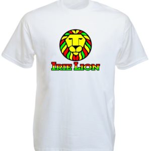 Rastafari Tee-Shirt Blanc Coton Lion de Juda Col Rond