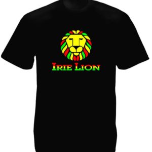 Lion Juda T-Shirt Noir Rastafari Manches Courtes Taille Large