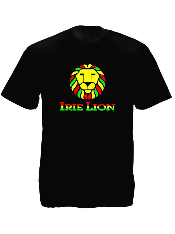 Lion Juda T-Shirt Noir Rastafari Manches Courtes Taille Large