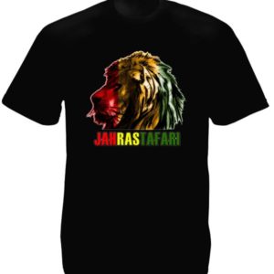 T-Shirt Noir Uni de Qualité Jah Rastafari Manches Courtes pour Homme