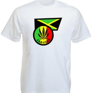Drapeau Jamaïque Tee-Shirt Blanc Homme Rasta Manches Courtes