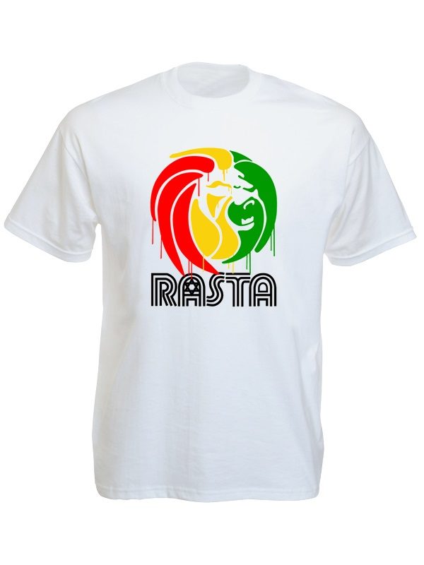 Style Reggae Tee-Shirt Blanc Taille L Lion Tribu de Juda Peint