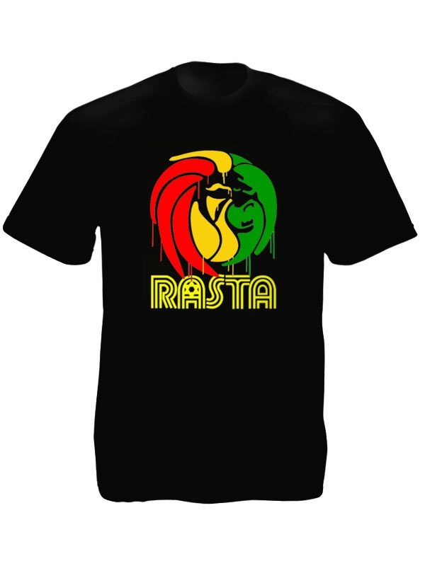 Graff Lion Rasta Tee-Shirt Noir en Coton à Manches Courtes