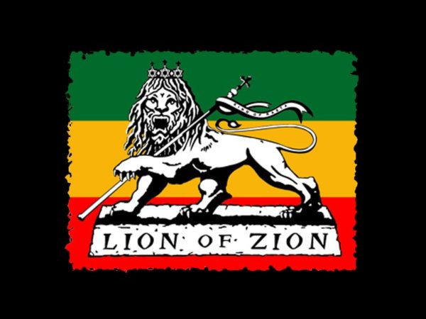 Tee-Shirt Noir Lion de Sion Emblème Rastafari Manches Courtes