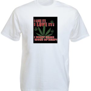 T-Shirt Blanc Homme J’aime le Cannabis Manches Courtes en Coton