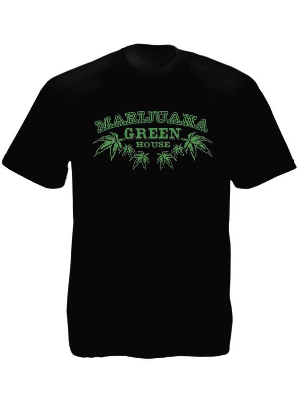Tee-Shirt Noir Pays-Bas Plantation Cannabis en Intérieur Manches Courtes