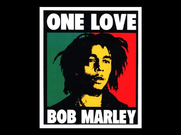 T-Shirt Noir Rétro Bob Marley Modèle One Love en Coton