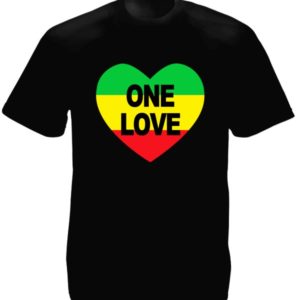 T-Shirt Noir Rasta Amour pour le Reggae et Bob Marley Manches Courtes