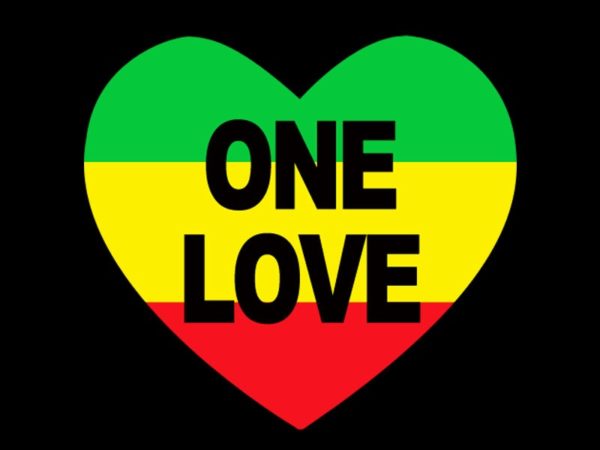 T-Shirt Noir Rasta Amour pour le Reggae et Bob Marley Manches Courtes