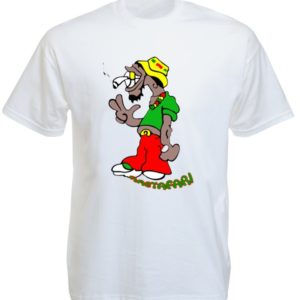 Rastafari T-Shirt Blanc Humoristique Taille L Manches Courtes Coton