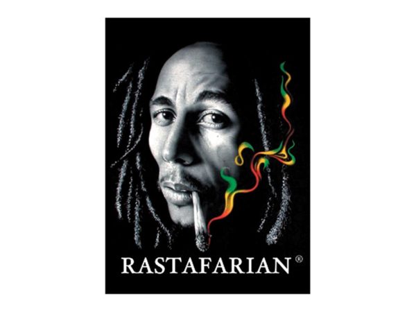 Tee-Shirt Blanc Bob Marley Imprimé Génial Fumée Verte Jaune Rouge
