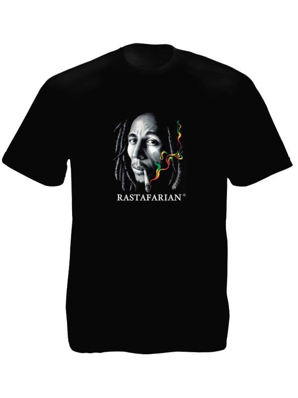T-Shirt Homme Couleur Noire Motif Excellent avec Bob Marley