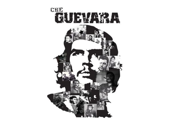 Tee-Shirt Blanc Original Photomontage Portrait Che Guevara Manches Courtes