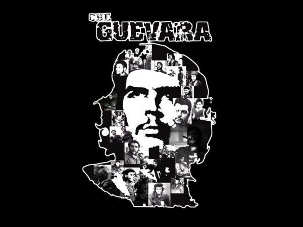 T-Shirt Noir Original Révolutionnaire Che Guevara Taille Large en Coton