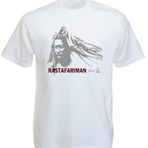 Rastafariman Tee-Shirt Blanc Cool Afro Manches Courtes En Coton