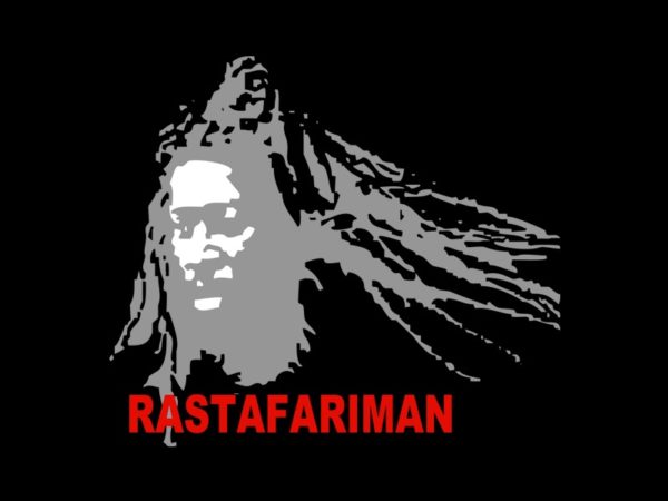 T-Shirt Noir Portait Rastafari Man Jamaïque Manches Courtes