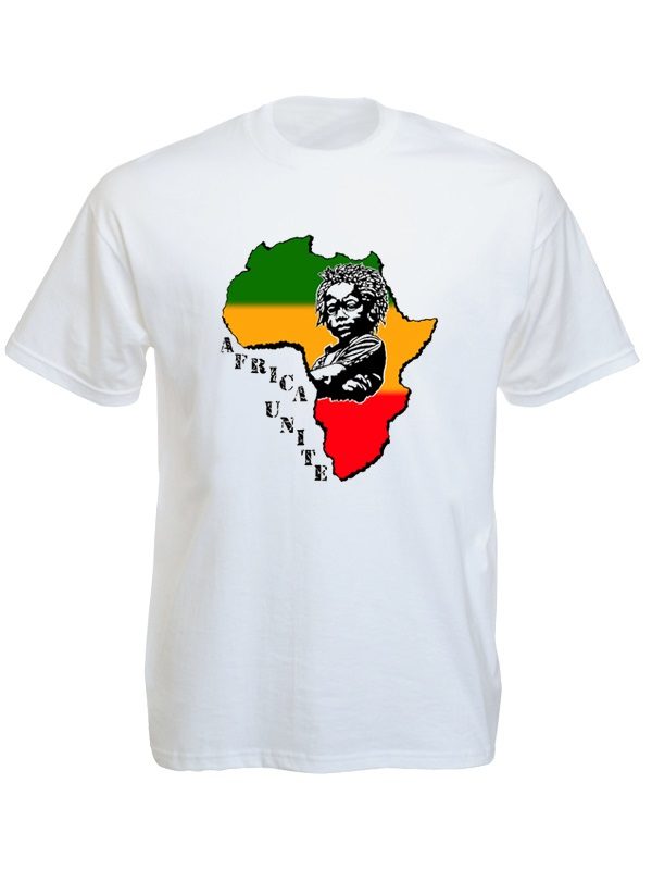 Africa Unite T-Shirt Blanc Rasta à Manches Courtes pour Homme