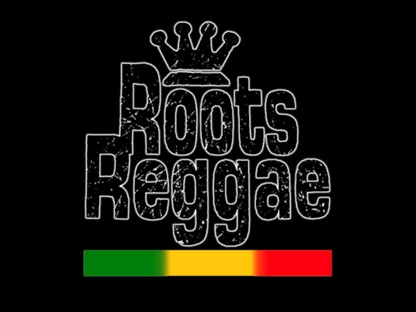 Rasta T-Shirt Noir avec Logo Roots Reggae à Manches Courtes