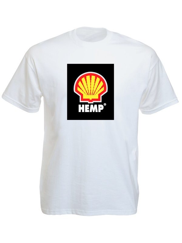 Chanvre T-Shirt Blanc Manches Courtes avec Logo Shell Hemp